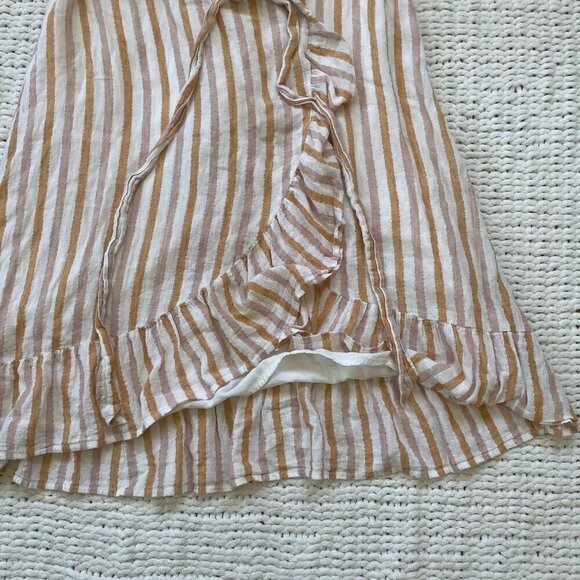 Rails Brigitte Amber Stripe Linen Wrap Dress - Size XS - Picture 3 of 7